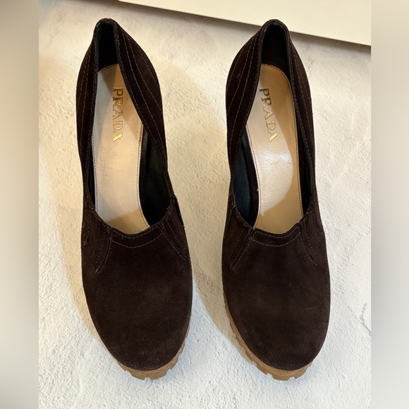 Prada Women's Brown Suede Shoes; Calzature Donna 39 - Picture 2 of 10